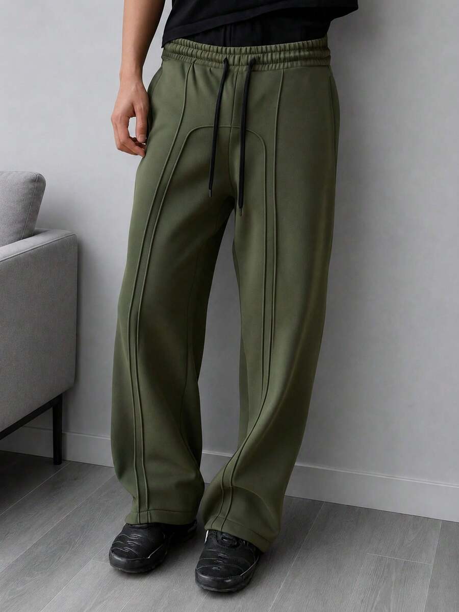 HEYKESON Men's Casual Solid Color Drawstring Waist Sports Pants, All Season , Fall