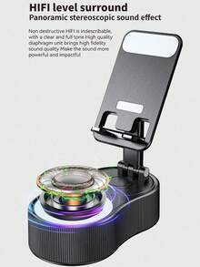 360° Rotating Adjustable Foldable Phone/Tablet Stand + Portable Power Bank + Mini Ambient Light, Multifunction Bluetooth Speaker - Perfect Slouchy Gadget - Multicolor - View 4