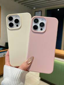 3pcs Solid Color Faux Leather Texture Waterproof Anti-Slip Anti-Fall Phone Cases, Matte Soft TPU Shockproof Protective Covers, Minimalist Aesthetic Dopamine Black / Pink / Cream White Phone Cases, Daily Use & Birthday / Valentine's Day / Mother's Day / Anniversary Gift Choice, Compatible With Iphone Case& Galaxy Case - Multicolor - View 4