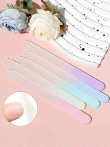1/6pcs Frosted Glass Nail File - Double-Sided Odorless Repair Tool, Suitable For Natural And Acrylic Nails, Gentle Care, Ergonomic Design, Smooth Grinding Surface, Daily Beauty Tool, Professional Nail Artist - Multicolor - View 3