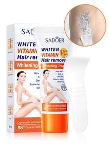 SADOER SADOE 維他命美白脫毛霜 1 入，易清潔全身脫毛霜，快速見效（5-10 分鐘）光滑脫毛凝膠，美白脫毛配方，溫和蘆薈脫毛霜，適合全身使用 | 無殘毛、不刺激、快速見效 | 絲滑肌膚，適合女性與母親 - 維生素c - 查看 1