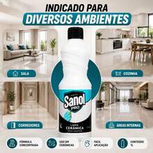 Limpa Cerâmica Sanol Limpeza para Pisos Azulejos e Rejuntes com Alto Rendimento - A - Visão 4