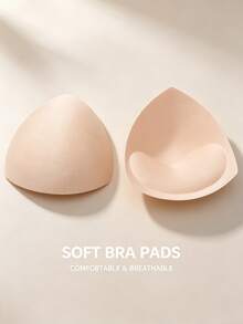 1 Pair Thickened Triangle Sponge Bra Pads, Sports Bra Insert Pads, Thickened Design For Full Shaping, Triangle Shape Fits Cup And Doesn't Shift Easily, Suitable For Sports Bras, Yoga Wear, Regular Bras, Comfortable & Confident - Apricot - View 2