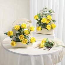 2/10/150pcs Artificial Yellow Roses With Realistic Texture, Suitable For Vases, Home, Hotel Rooms, Wedding Decor, Tabletop Decor, Birthday Gifts, Graduation Ceremonies, Autumn Decor And Other Occasions, Can Be Used As Home Gifts - Yellow - View 2