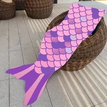 粉紫色漸層美人魚尾可穿戴法蘭絨毯，可愛分層魚鱗美人魚風格披毯，超柔軟親膚舒適，理想睡眠毯，專為美人魚愛好者設計，適合臥室或海灘使用 - 彩色 - 查看 6