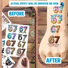 114 pegatinas de tatuajes temporales divertidos Six Seven 67, 15 hojas de pegatinas de tatuajes temticos Six Seven 6 para decoracin de fiestas de adultos. - Multicolor - Ver 6