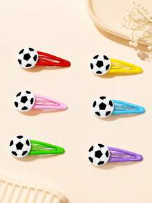 6pcs Football Hair Clips World Cup Theme Water Drop BB Clips Sports Side Bangs Clips Suitable For Holiday Matching - Multicolor - View 2