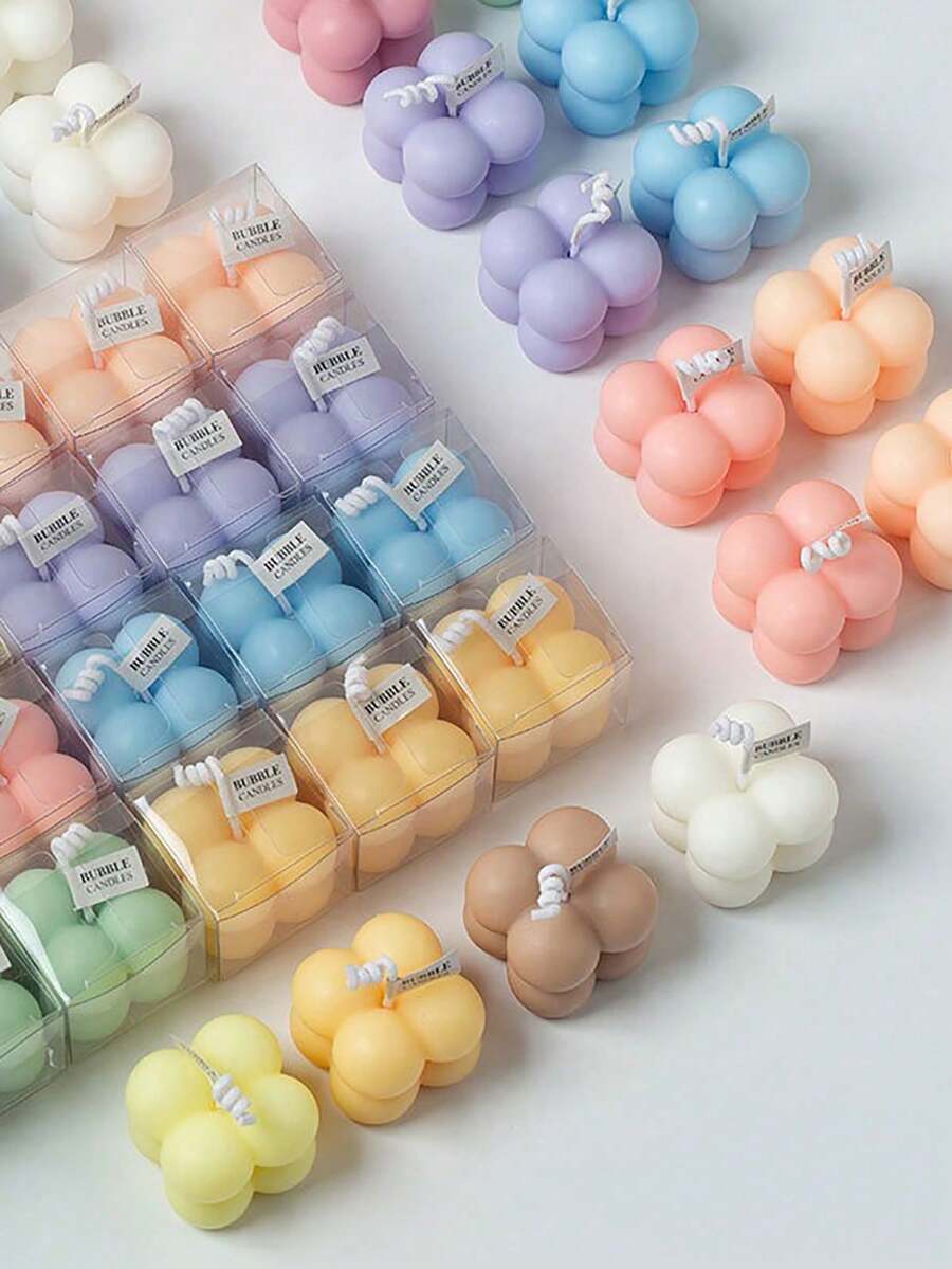 1pc Bubble Candle, Beautiful Baokisi Bubble Candle - Decorative 5.2oz Scented Aromatherapy Candle, Fragrant, Cute Nordic Pastry Style, Large Decorative Shaped Candle For Home Decor And Gifts, Magic Cube Candle - Small - View 1