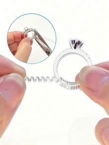 Bộ 1/4/8 miếng đệm chỉnh size nhẫn 4 kích cỡ, miếng đệm cao su trong suốt điều chỉnh được, bộ chỉnh size nhẫn phù hợp cho nhẫn bị rộng, miếng đệm ngăn, bộ kẹp xoắn silicone - nhiều màu - Xem 3