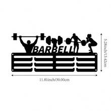 1PC Barbell Weightlifting Gold Silver Bronze Medal Display Rack, Metal Wall Decor Storage Rack, Suitable For Sports Awards, Weatherproof Display For Collectibles, Perfect For Sports Enthusiasts And Athletes, Indoor And Outdoor Display, Ideal Gift For Sports Fans And Champions - Black - View 9