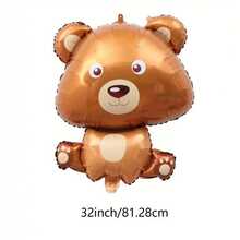 1pc 32 Inch Brown Bear Aluminum Foil Balloon, Cartoon Animal Shaped Balloon, Suitable For Birthday Party, Photo Decoration - Multicolor - View 6