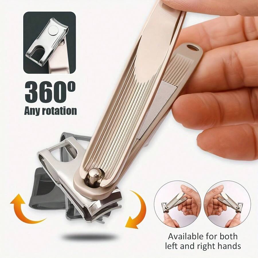 360 Degree Rotating Fingernail And Toenail Clipper With Long Handle, Ultra Sharp Durable Stainless Steel Heavy Duty Big Toe Nail Clipper, Suitable For Thick Nails, Built-In Nail File - Multicolor - View 1