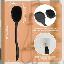 Body Scrub Long Shower Body Brush Exfoliating Tool For Skin Easy To Clean With Lather For Wet Or Dry Use Bath Brush For Men Women - Black - View 2