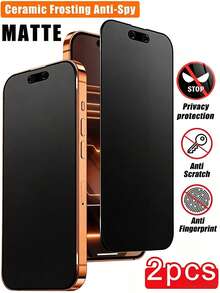 2pcs Matte Anti-Peeping Privacy Screen Protector, Compatible With IPhone 17 Pro Max, Anti-Peeping Privacy Accessory, Anti-Glare Anti-Fingerprint Film, Compatible With Phone Case, Easy Installation No Bubbles, Smooth Touch, Compatible With IPhone 17 Pro Max/17 Pro/17 Air/16/15/14 Plus/13 Mini/12/11 Series - Black - View 10