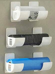 Wall-Mounted Portable Trash Bag Storage Rack, Adjustable Kitchen Cabinet Door Hanging Organizer Accessory, Home Sorting And Organizing, Practical Small Item For Kitchen And Bathroom Renovation - One Size - View 2