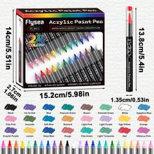 12/24/36 Colors Professional Artist Marker Set, Soft Tips, Convenient For Painting, Sketching And Layering. Liquid Acrylic Markers, Straight Barrel Design, Waterproof, Suitable For Rocks, Glass, Ceramics, Easter Eggs, Metal, Wood And More. Beautiful Gift Box And Pen Bag Packaging, Perfect Choice For Gifting Friends And Family! Ideal Back To School Gift - Multicolor - View 10