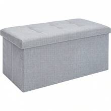 Grey Folding Storage Bench With Lid, Multifunctional Stool For Home & Entryway - Grey - View 4
