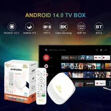 Q96 OHP TV98 ATV Max 安卓 14 电视盒，全志 H313 芯片，支持 WiFi 6、4G/5G、蓝牙、8K、4K AV1 全高清智能媒体播放器，具备语音控制和手机屏幕镜像功能，适合家庭使用 - 白色 - 查看 4