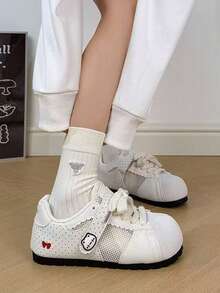 2026 Summer New Arrival Mesh Breathable White Sneakers For Women - Simple Casual Style, Cushioned Insole, Non-Slip, Perfect For Everyday Wear, Commuting, Dates, And School. - Mihei - View 9