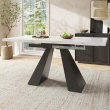 Telescopic Dining Table (99-159 X 74 Cm), Extendable, Ideal For Optimizing Space In The Kitchen. Large Tabletop And Flexible Design, Perfect For The Office Or Living Room. Legs On A Central Pedestal. - 白色 - 查看 3