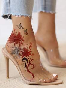 Waterproof Butterfly Flower Temporary Tattoo Sticker For Women, Long Lasting Fake Tattoo Decal For Leg, Arm, Shoulder, Back, Festival Party Vacation Body Art - Multicolor - View 3