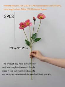 3枝/1枝 虞美人人造花 家居裝飾 絲綢花 絨毛莖 人造花飾品 花束 派對裝飾 婚禮裝飾 餐廳餐桌人造花裝飾 鐵絲可折疊人造花枝 - 彩色 - 查看 8