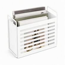 Magazine Rack & File Holder, Metal Magazine Stand For Books, Newspapers - White - View 2