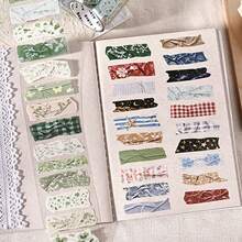 1 Roll, PET Die-Cut Tape, Plaid Floral Theme Craft Tape, Suitable For Scrapbooking, Art Journaling, Card Making And Junk Journaling - Adhesive Tape - View 8