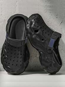 Sepatu Bakiak Pria Sol Tebal Hitam EVA Ultra Ringan Anti Selip 2 Arah Sandal Pantai - Hitam - View 5