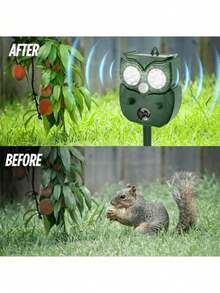 1pc Outdoor Solar Powered Animal Repeller, Ultrasonic Animal Repeller With Motion Sensor Function, Large Range Repelling, Solar/USB Dual Charging Mode, Effectively Repels Intruding Animals, Effectively Prevents Rats, Skunks, Foxes, Rabbits, Owls, Raccoons And Other Harmful Animals. When Animals Approach, The Device Emits Powerful Ultrasonic Waves And Lights, Making Animals Uncomfortable And Prompting Them To Leave The Yard Or Garden - Green - View 7