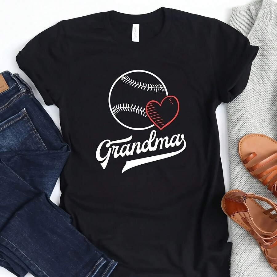 Grandma T Shirt Baseball Grandmother Sports - Shape - View 1