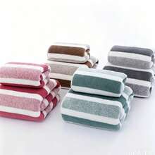 Set de 8 toallas de baño faciales suaves, absorbentes y de secado rápido con rayas - Multicolor - Ver 4