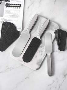 21/11/10pcs Stainless Steel Double-Sided Foot File Set, With Replaceable Coarse And Fine Sandpaper, Durable Foot Skin Removal Tool, One-Piece Sturdy Construction, Suitable For Home, Foot Bath SPA, Professional Pedicure Tool For Removing Hard Dead Skin And Cracked Heels, Foot File, Foot Care, Pedicure Tool Set - Multicolor - View 5