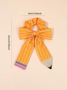 2PCS Back To School Scrunchies,Pencil Striped Hair Ties,First Day Of School Headdress,Cute Fabric Hair Elastic,Girls/Teens Hair Accessories - Multicolor - View 5