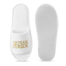 6 Pairs TEAMBRIDE Women's Open Toe White Bridal Slippers Set, Bridesmaid Gifts, Suitable For Wedding Day, Bridal Shower And Bachelorette Party Favors - Gold Capital TEAMBRIDE - View 6