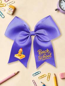1pc Back To School Cartoon Pencil Print Large Bow Hair Clip, Preppy Style Ribbon Hairpin, Sweet Student Hair Accessory For Girls - Books and Pens - View 17