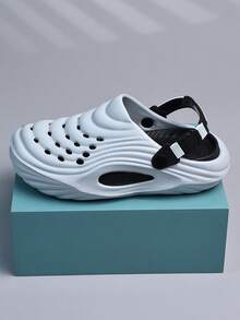 Men's Summer Outdoor Beach & Creek Sandals, Soft Thick Tire Sole Anti-Slip Closed-Toe Clogs, Plus Size Sports Sandals - Light Grey - View 6