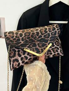 Versatile Leopard Pattern Shoulder Bag For Women Detachable Chain Crossbody Bag Spacious Evening Clutch Envelope Purse Birthday Party Western Wear - 彩色 - 查看 13