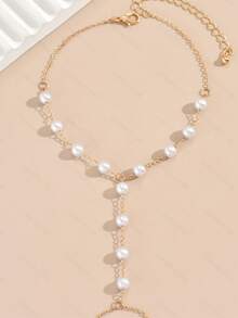 A Stylish And Exquisite Beach-Style Faux Pearl Anklet - Gold - View 4