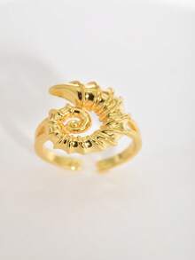1pc Conch Shell Shaped Open Ring, Gold/Silver Color Options, Adjustable Niche Design Ring, Versatile Women's Accessory - Silver - View 6