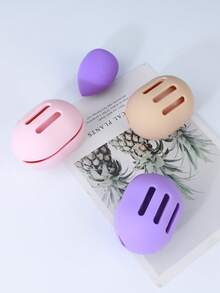 2 Pieces Of Cosmetic Sponge Bracket With Cosmetic Eggs, Double-Sided Breathable Silicone Cosmetic Mixer Protective Cover, Suitable For Travel Or Daily Life, Shatterproof Cosmetic Travel Box Is Quick-Drying And Easy To Carry. - Multicolor - View 4