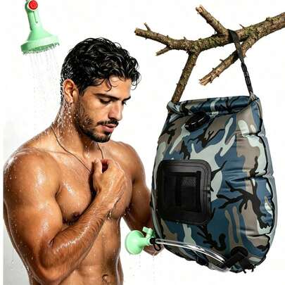 5 Gallon/20L Solar Shower Bag, Solar Heated Camping Bag, Portable PVC Toilet Bag, Foldable With Adjustable Shower Head And Storage Bag, Ideal For Camping, Hiking, Beach And Swimming