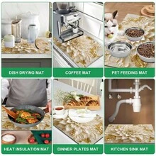 1 pieza Tapete absorbente de tierra de diatomeas, tapete absorbente antideslizante y resistente al calor, adecuado para encimera de cocina, máquina de café, vajilla, decoración de hogar, cafetería, bar, fiesta, regalo, mantel individual con patrón floral 3D - Multicolor - Ver 9