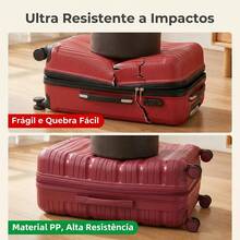 Carry-On Suitcase 10kg Premium Polypropylene PP Ultra Resistant Expandable With 360 Degree Double Wheels Built-In Lock Organized Internal Compartment Hand Luggage Rigid Bag - Red - View 4