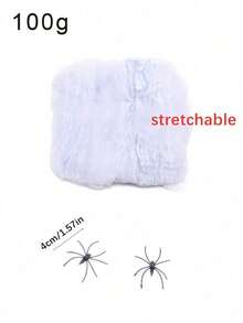20/100/200g Realistic Imitation Spider Web, Halloween Indoor And Outdoor Terrifying Decoration Props, Halloween Spider Web Decoration, With Fake Spiders, Super Elastic Spider Web, Suitable For Halloween Terrifying Theme Party Decoration - View 11