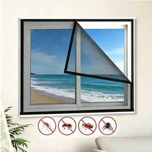 Summer Collection: Simple Black Design Mosquito Net, Mosquito-Repelling Window Screen, Curtains, Curtain Fabric, Net Fabric. Available In Various Sizes. Includes 2 Cm Self-Adhesive Tape. - Screen Windows - View 106