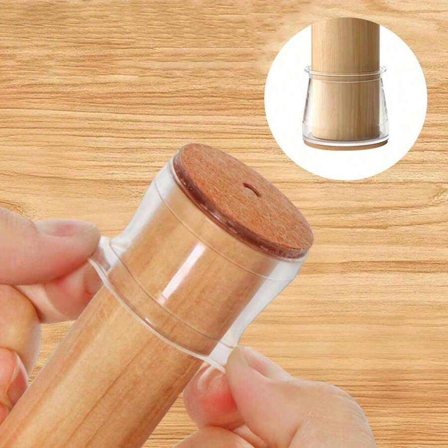 4/12/20pcs Round Chair Leg Floor Protector Covers, Anti-Scratch Chair Covers With Felt Lining - Transparent Silicone Floor Protector Covers, Durable Silicone Furniture Pads, Protect Floors, Tables And Chair Legs, Suitable For Home, Office And Restaurant, College Dorm Essential, Home Supplies