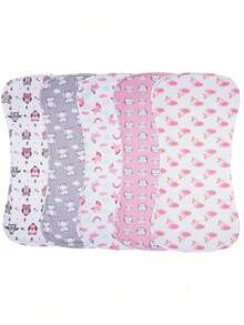 Juego De 5 Piezas De Pañuelos De Eructo Para Bebés - Rosa - Ver 4