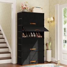 Tomnk 1pc 9 Tier Shoe Storage Cabinet With Dustproof Flip Doors, Shoe Rack, Thick Waterproof Fabric, Large Capacity, Holds 12-16 Pair Shoes, For Entryway, Closet, Hallway, Black/Grey - Multicolor - View 8