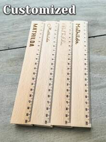 Personalized Laser Engraved Wooden Ruler | Custom Name, Clear Markings | Back To School And Teacher's Day Gift, Suitable For School, Office, Art Projects Elegant Measuring Ruler - Multicolor - View 5